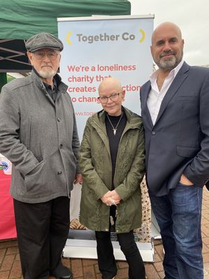 Peter Egan, Gail Porter and Marc Abraham (left to right) at the #Paws2Connect campaign to promote helping tackle loneliness with rescue pet adoption.