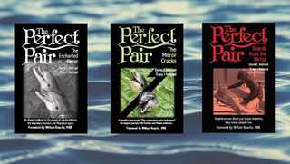 The Perfect Pair Dolphin Trilogy books against a background of blue waves.